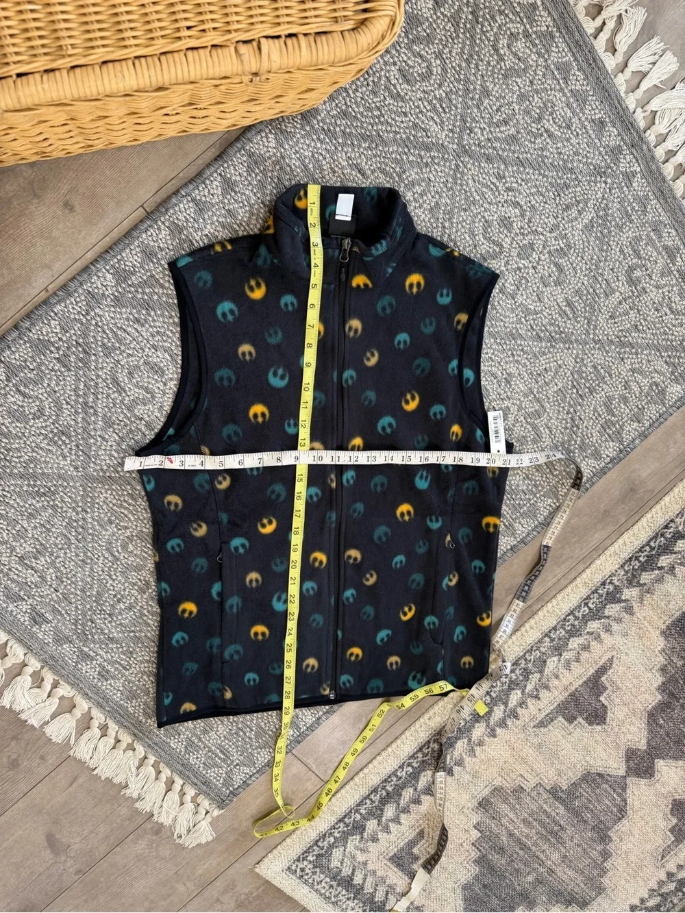 New Disney Star Wars Rebel Polar Fleece Zip Vest Adult Size Medium Allover Logo